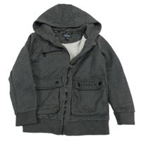 Tmavosivá prepínaci mikina s vreckami a kapucňou Firetrap