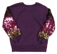 Tmavofialová mikina s flitrovými rukávy Dunnes