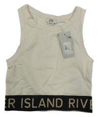 Nové - Smotanový crop top s nápisom River Island