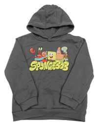 Tmavošedá mikina se Spongebobem a kapucí 