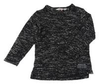 Čierno-biely melírovaný sveter s nášivkou H&M