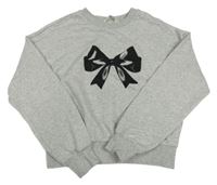Sivá crop oversize mikina s mašlou H&M