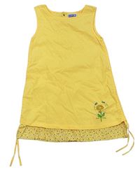 Žlté plátenné šaty s kvietkom Topolino