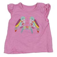 Ružové tričko s vtáčky Mothercare