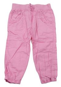 Růžové plátěné kalhoty s volánky Dopodopo
