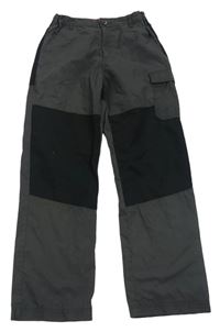 Tmavošedo-černé šusťákové outdoorové kalhoty s kapsou Crane 
