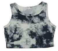 Sivo-biely batikovaný crop top Shein