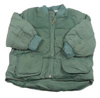 Khaki šusťáková prošívaná zimní bunda Zara