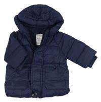 Tmavomodrá šušťáková zimná bunda s kapucňou zn. Primark