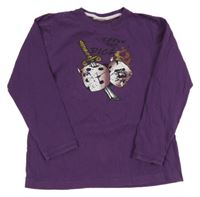 Fialové triko s potiskem Blue Seven 