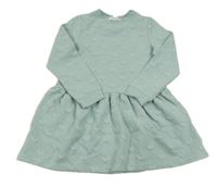 Světlezelené teplákové šaty se srdíčky H&M
