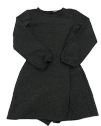 Černý třpytivý skort kraťasový overal Hema 