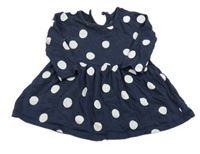 Tmavomodré bodkované bavlnené šaty Primark