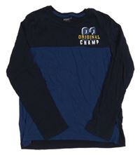 Tmavomodro-modré tričko s nápisom Pepperts