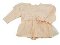 Broskvová tunika se síťovinou 