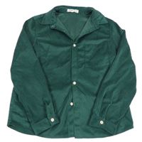 Tmavozelená sametovo/manšestrová košeľová bunda Shein