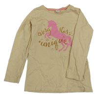 Béžové triko s jednorožcem Dopodopo