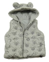 Šedá tepláková zateplená vesta s Mickeym a kapucí George 