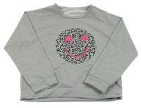 Sivá melírovaná mikina so smajlíkom