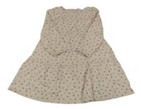 Béžovo-smotanové pruhované šaty s kvietkami Topolino