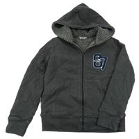 Tmavošedá propínací zateplená mikina s číslem a kapucí Bonpoint