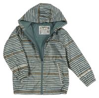 Sivo-bielo-béžová pruhovaná nepromokavá jarná bunda s kapucňou Lupilu