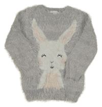 Sivý chlpatý sveter so zajačikom Primark