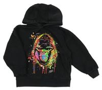 Čierna mikina s gorilou a kapucňou Next