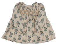 Broskvová šatová tunika s kvetmi