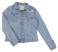 Světlemodrá riflová crop bunda s nápisem C&A