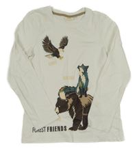 Biele tričko so zvieratkami Kids