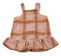 Rezavo-ružovo-fialové kockované vlnené šaty Matalan