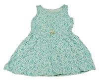 Tyrkysovo-biele vzorované bavlnené šaty