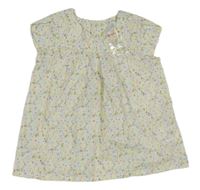 Bílá kytičkovaná plátěná tunika 