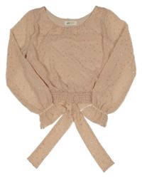 Broskvová šifonová crop halenka s punítky H&M