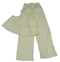 2set - Smetanové plisované kalhoty + vrstvený crop top