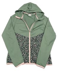 Khaki propínací sportovní mikina se vzorem a kapucí H&M