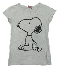 Sivé melírované tričko so Snoopym
