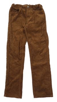 Hnědé manšestrové slim kalhoty H&M