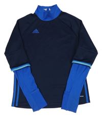 Tmavomodro-safítové funkčné športové tričko s logom Adidas