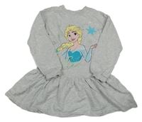 Sivé melírované teplákové šaty s Elsou Disney