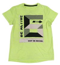 Limetkové melírované funkčné športové tričko s potlačou ERGEENOMIXX