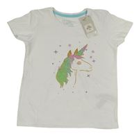 Bílé tričko s jednorožcem PRIMARK