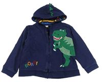 Tmavomodrá prepínaci podšitá mikina s dinosaurom a kapucňou Jojo Maman Bébé