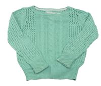 Svetlotyrkysová ý ažurový rebrovaný vzorovaný crop sveter H&M