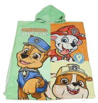 Zeleno-oranžovo-svetložltá froté pončo osuška s PAW PATROL a kapucňou PRIMARK