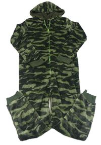 Khaki army plyšová kombinéza s kapucí PRIMARK