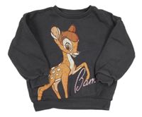 Tmavosivá oversize mikina s Bambim Disney