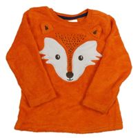 Tmavooranžová plyšová mikina s líškou zn. PRIMARK