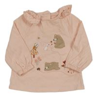 Broskvové triko se zvířátky a volánky Nutmeg